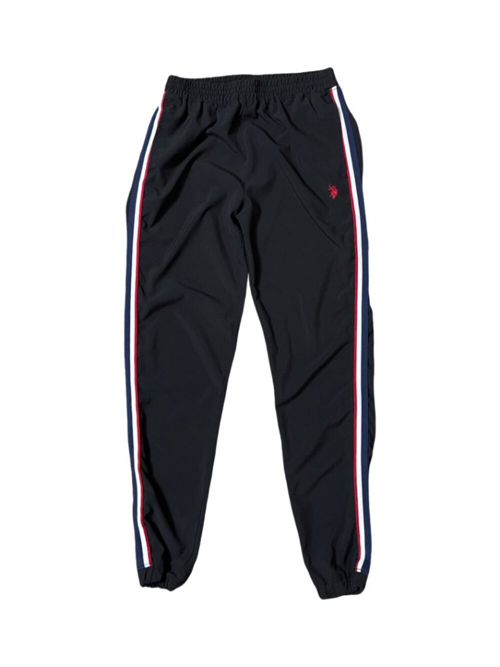 Sz.M*U.S. Polo Assn.*Black & Red/White/Blue Stripe Track Pants Joggers
